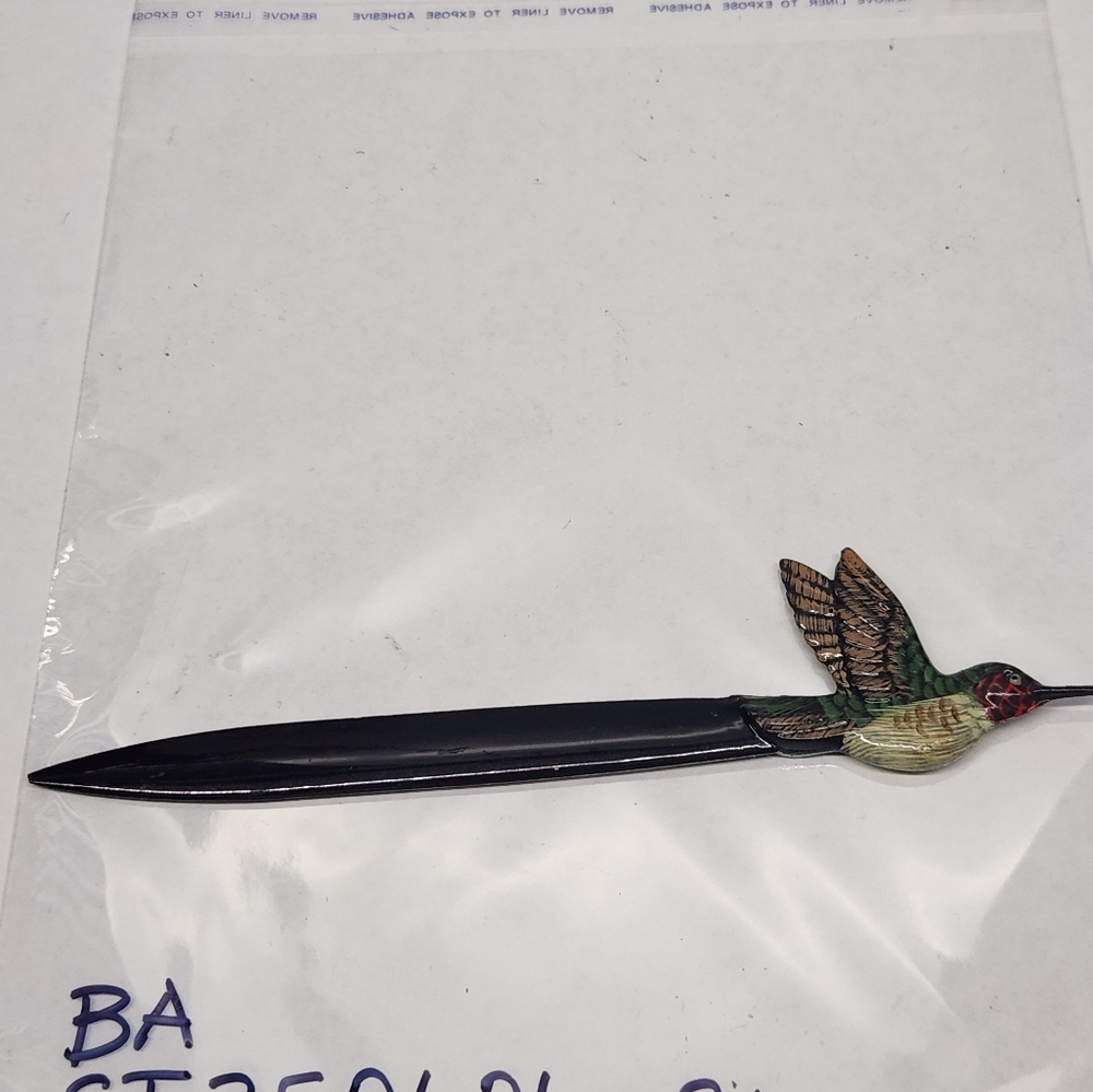Vintage Hand Painted Hummingbird Letter Opener Laquered - Picture 12 of 12